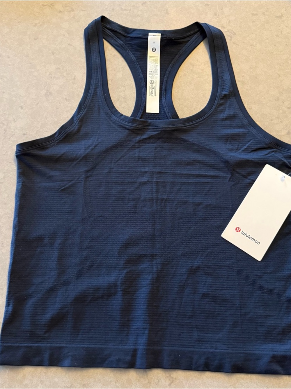 lululemon Swiftly Tech Racerback Tank Top 2.0 Waist Length in True Navy Size 8